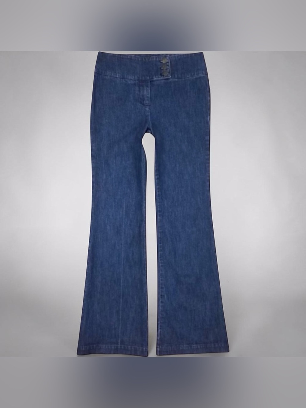 New York & Company Vintage Battery Park Button Dark Blue Flared Jeans - Picture 8 of 8
